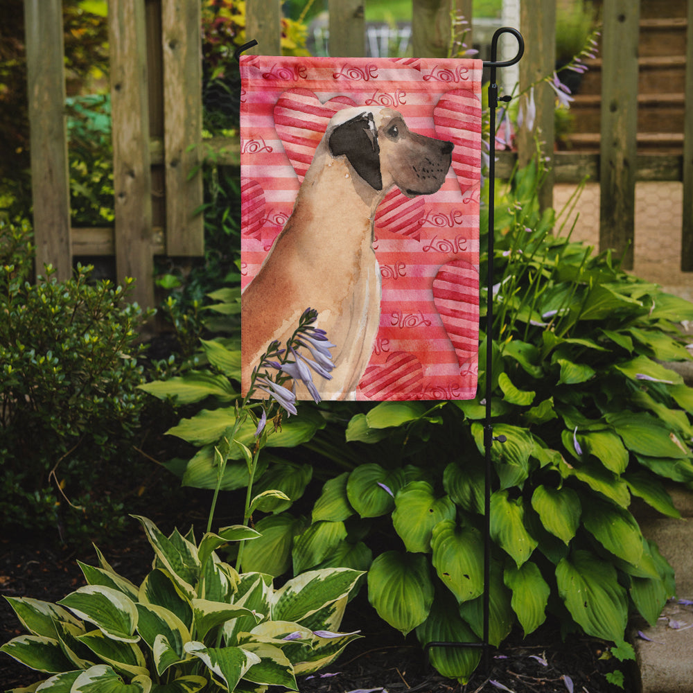 Fawn Natural Great Dane Love Flag Garden Size BB9489GF  the-store.com.