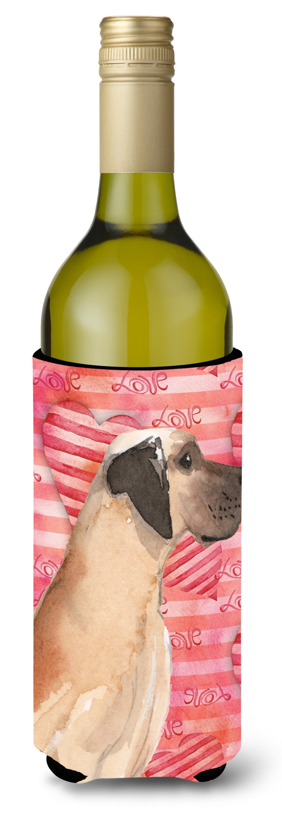 Fawn Natural Great Dane Love Wine Bottle Beverge Insulator Hugger BB9489LITERK by Caroline's Treasures