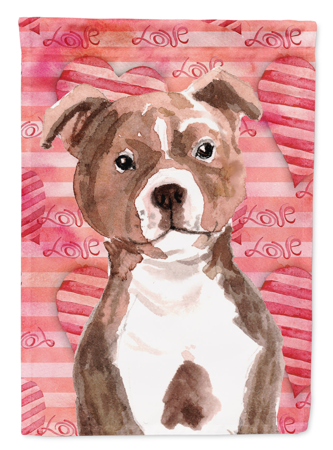 Red Staffie Bull Terrier Love Flag Garden Size BB9497GF  the-store.com.