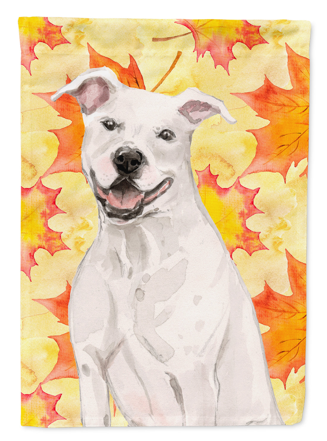 White Staffie Bull Terrier Fall Flag Garden Size BB9501GF  the-store.com.