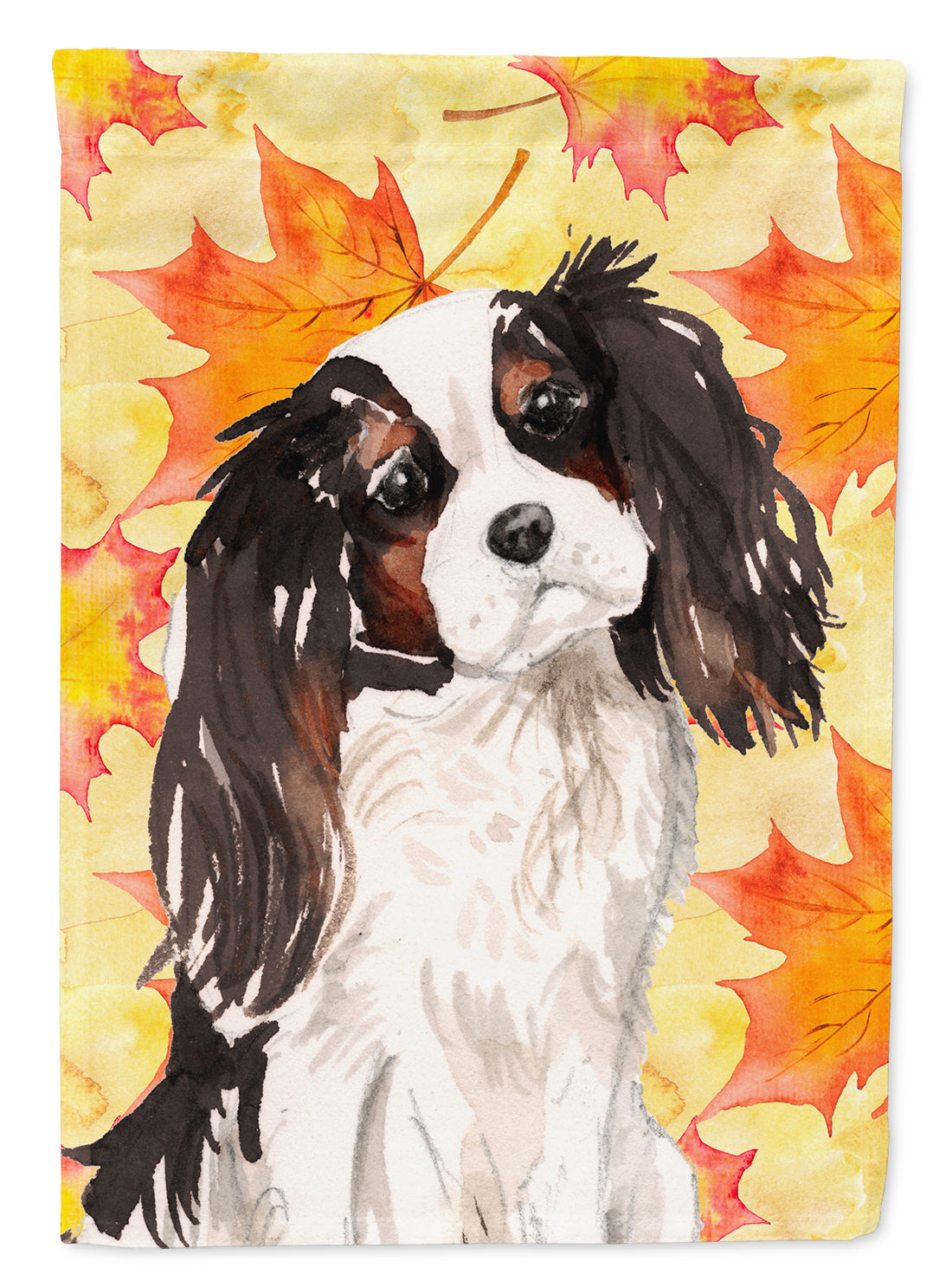 Tricolor Cavalier Spaniel Fall Flag Garden Size BB9507GF  the-store.com.