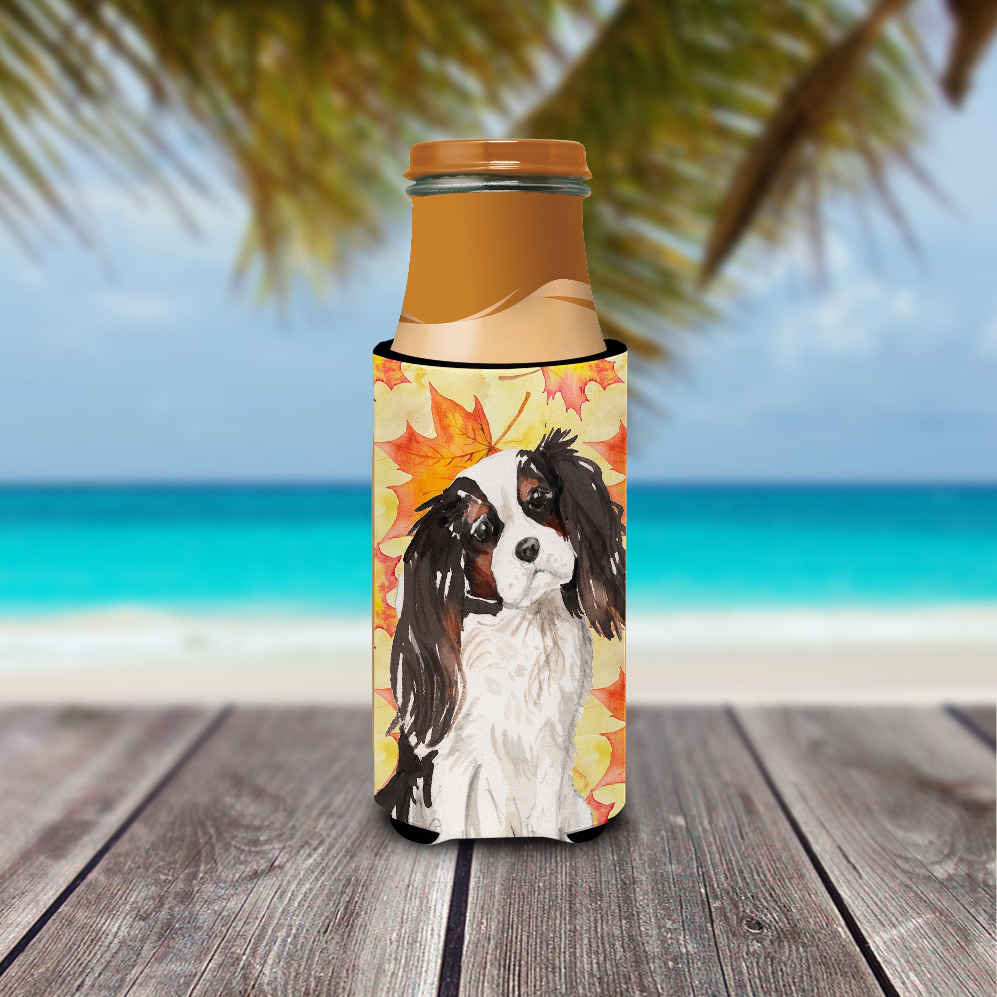Tricolor Cavalier Spaniel Fall  Ultra Hugger for slim cans BB9507MUK  the-store.com.