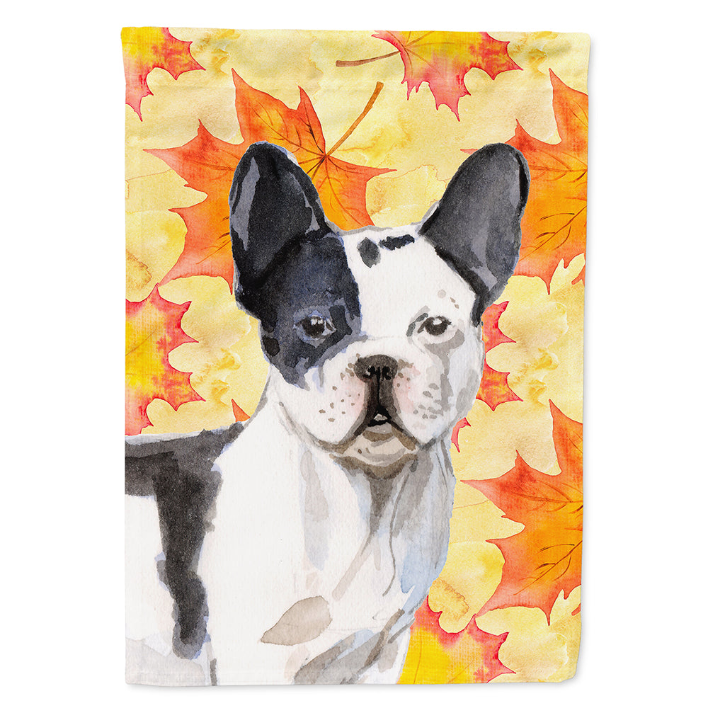 Black White French Bulldog Fall Flag Canvas House Size BB9512CHF  the-store.com.