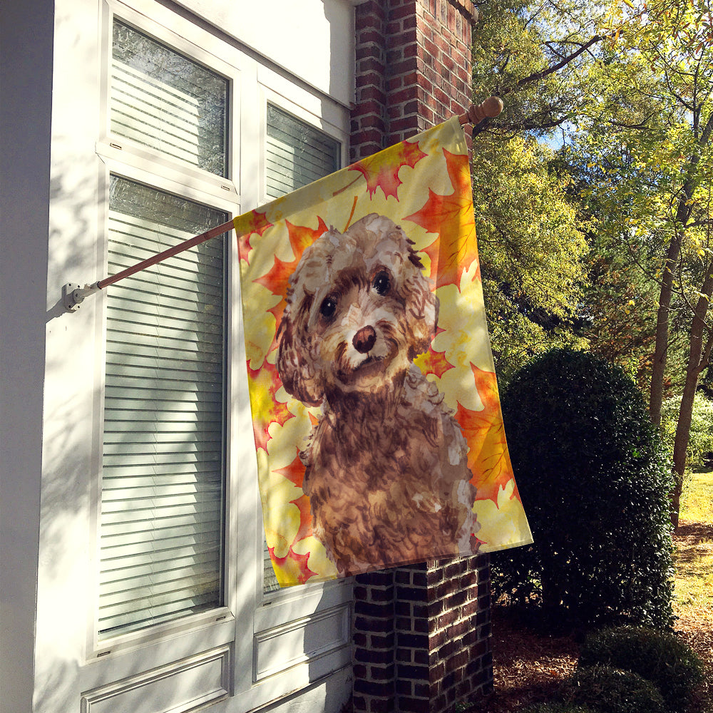 Brown Cockapoo Fall Flag Canvas House Size BB9514CHF  the-store.com.