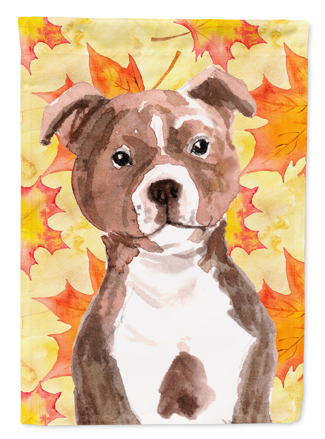 Red Staffie Bull Terrier Fall Flag Garden Size BB9532GF  the-store.com.