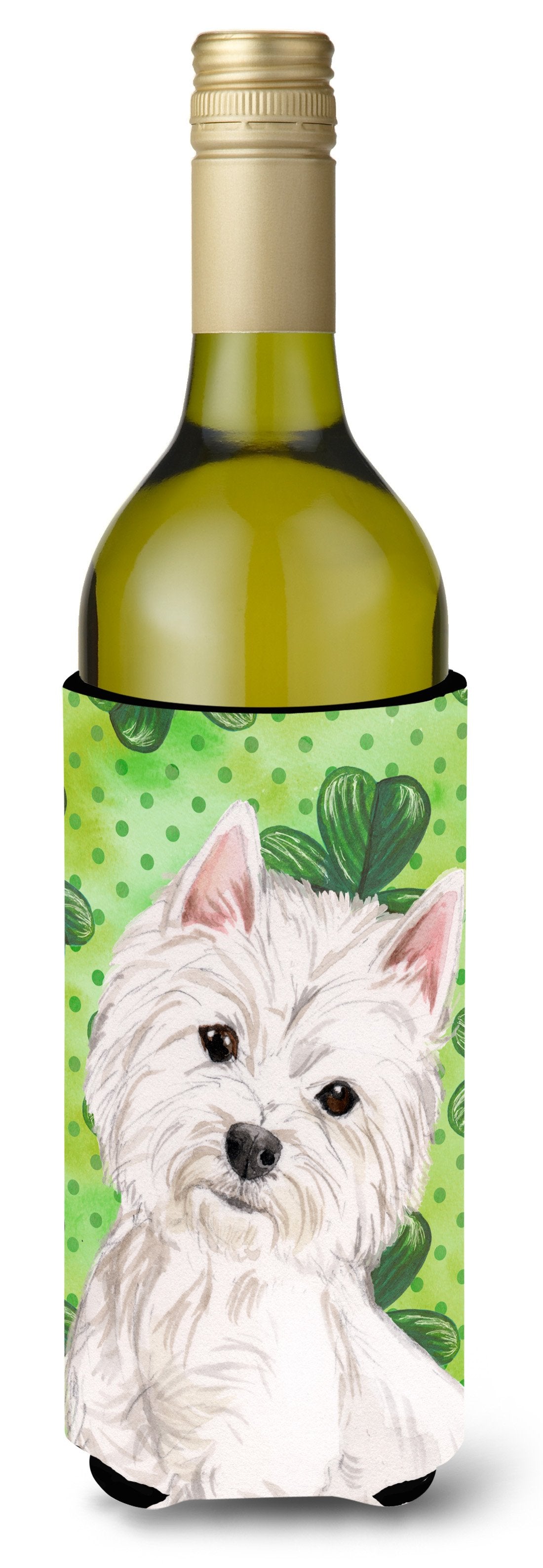 Westie St. Patrick&#39;s Wine Bottle Beverge Insulator Hugger BB9534LITERK by Caroline&#39;s Treasures