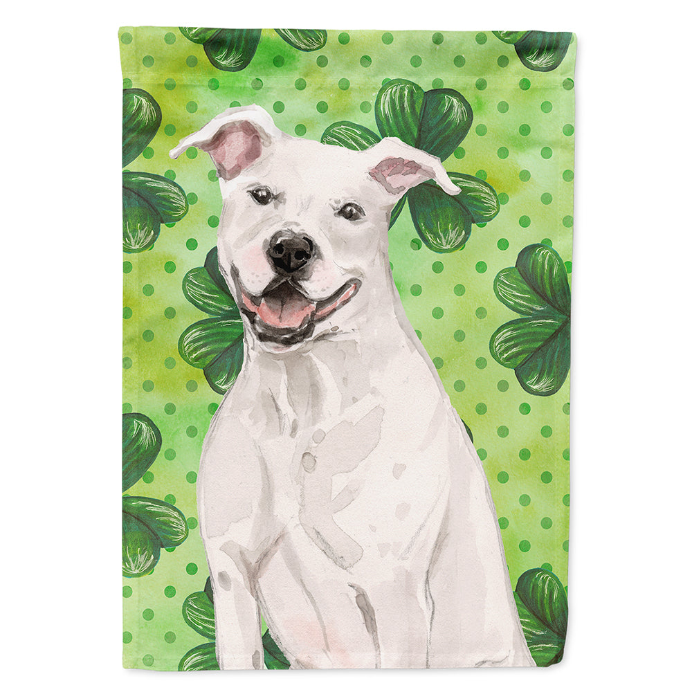 White Staffie Bull Terrier St. Patrick's Flag Canvas House Size BB9536CHF  the-store.com.