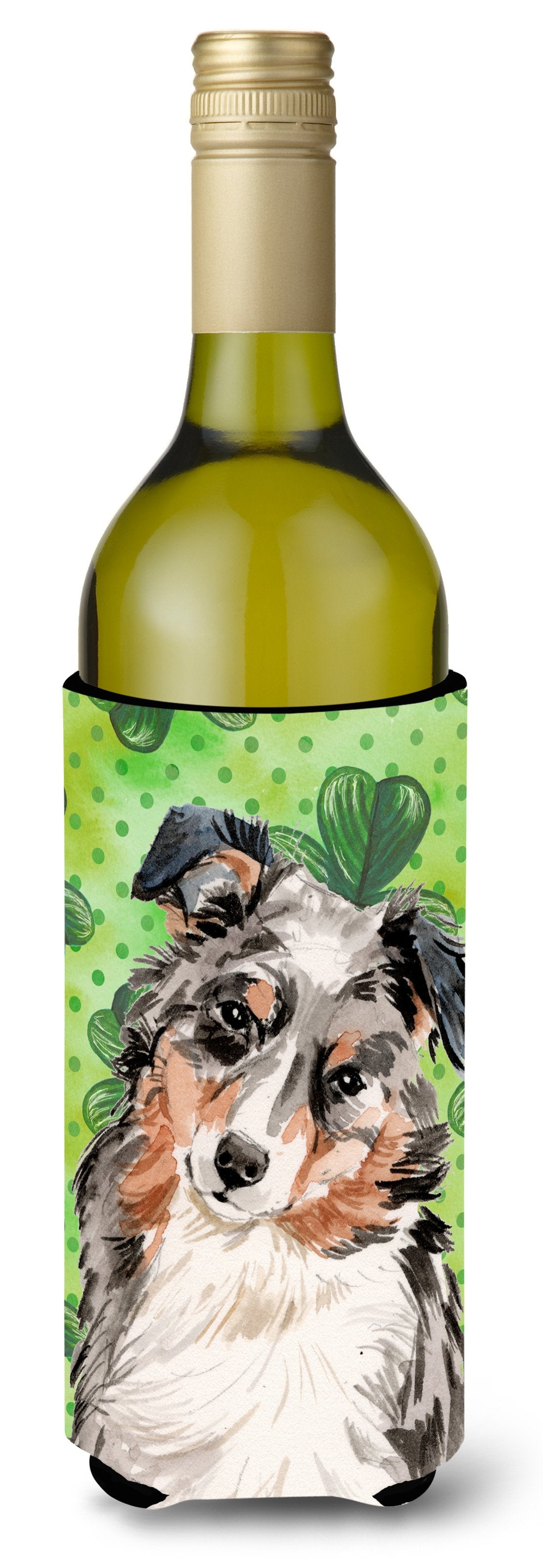 Australian Shepherd St. Patrick's Wine Bottle Beverge Insulator Hugger BB9537LITERK by Caroline's Treasures