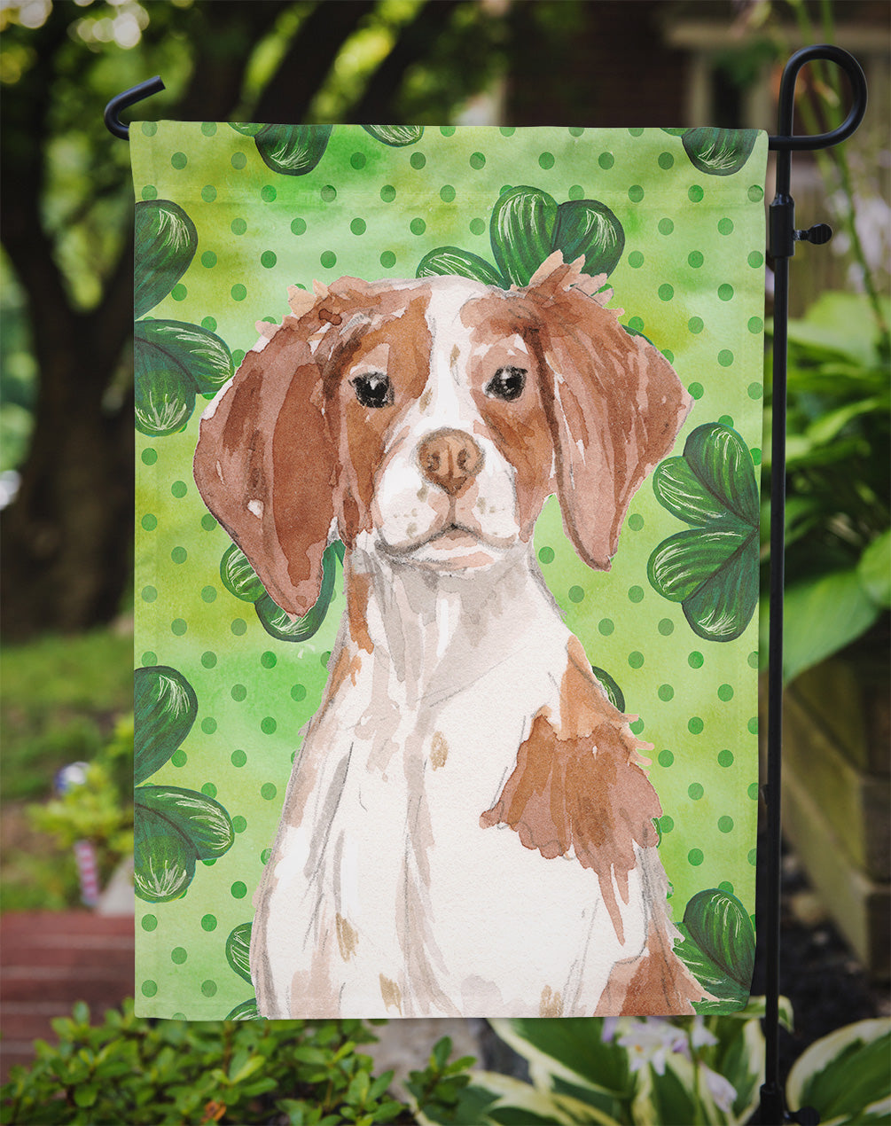 Brittany Spaniel St. Patrick's Flag Garden Size BB9539GF  the-store.com.