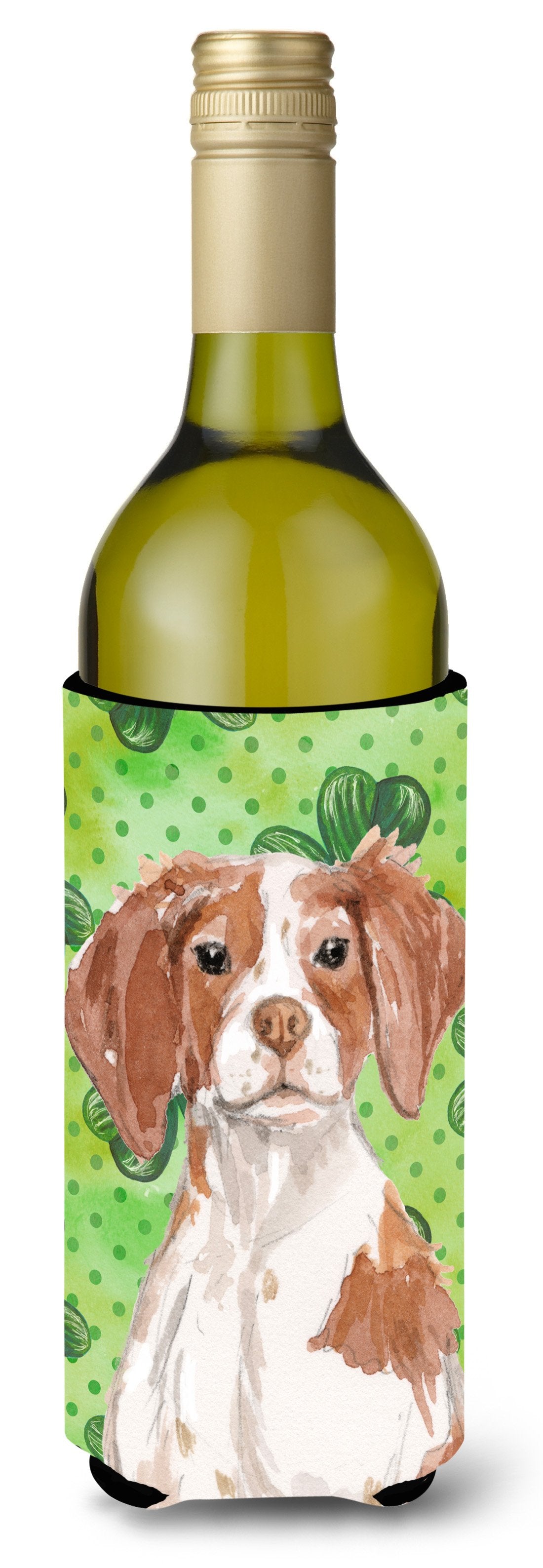 Brittany Spaniel St. Patrick's Wine Bottle Beverge Insulator Hugger BB9539LITERK by Caroline's Treasures