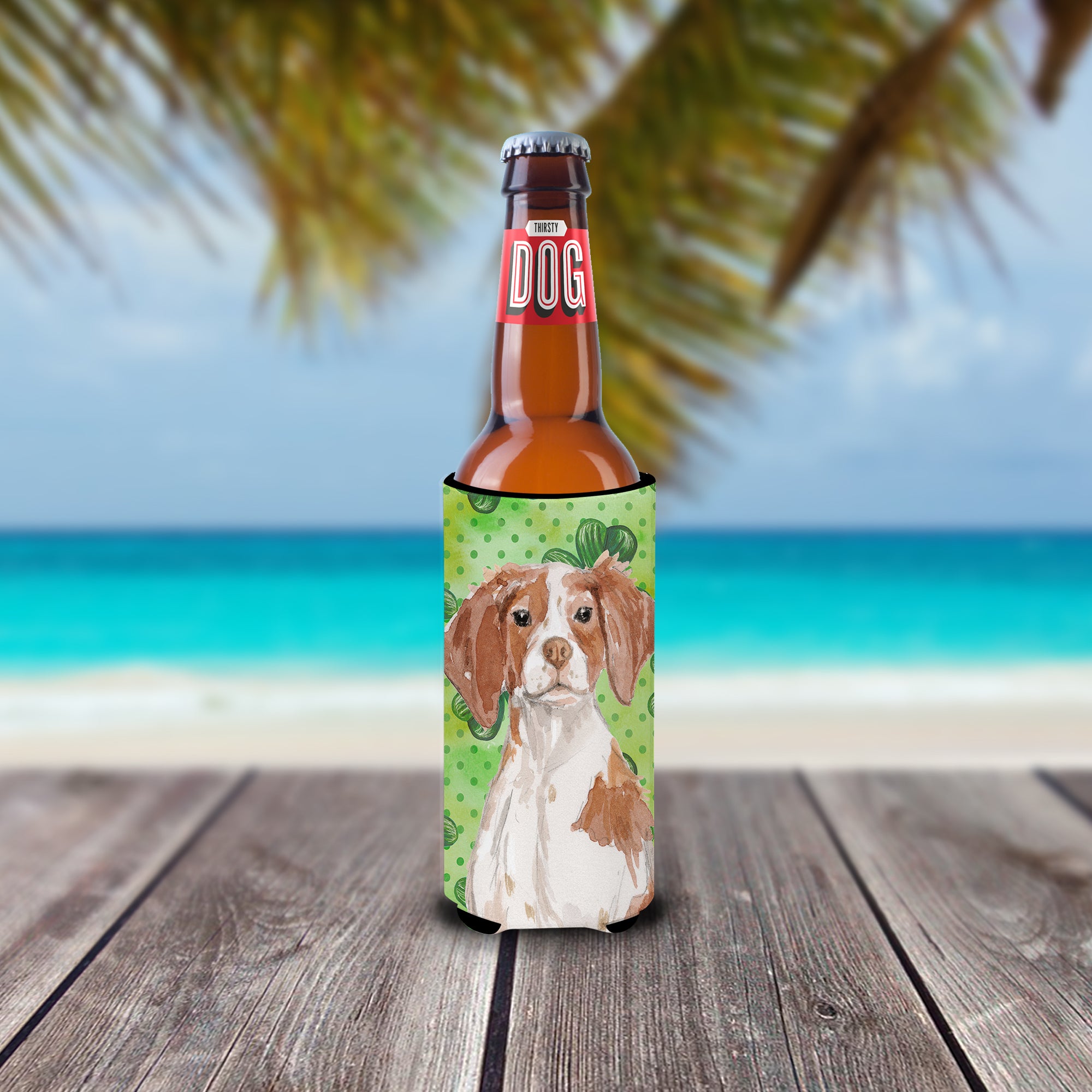 Brittany Spaniel St. Patrick's  Ultra Hugger for slim cans BB9539MUK  the-store.com.