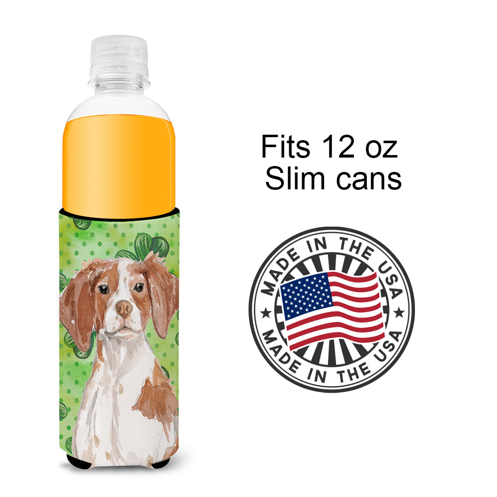 Brittany Spaniel St. Patrick's  Ultra Hugger for slim cans BB9539MUK  the-store.com.