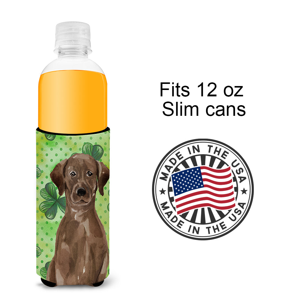 Chocolate Labrador St. Patrick's  Ultra Hugger for slim cans BB9540MUK  the-store.com.