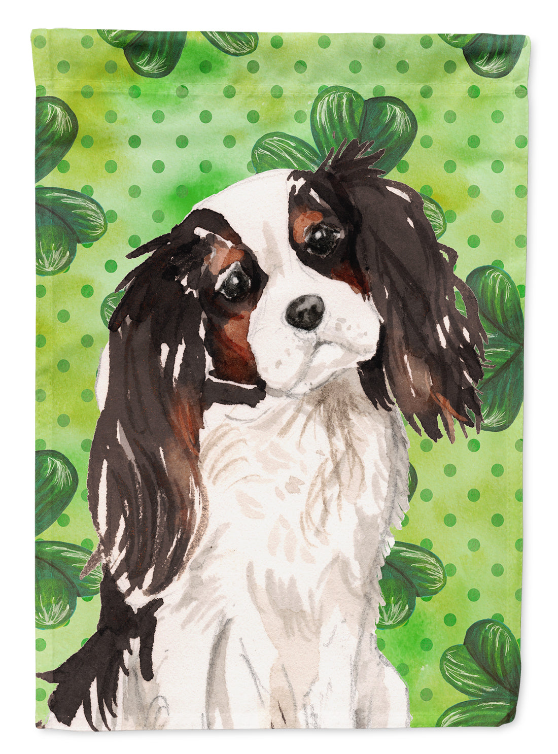 Tricolor Cavalier Spaniel St. Patrick's Flag Garden Size BB9542GF  the-store.com.