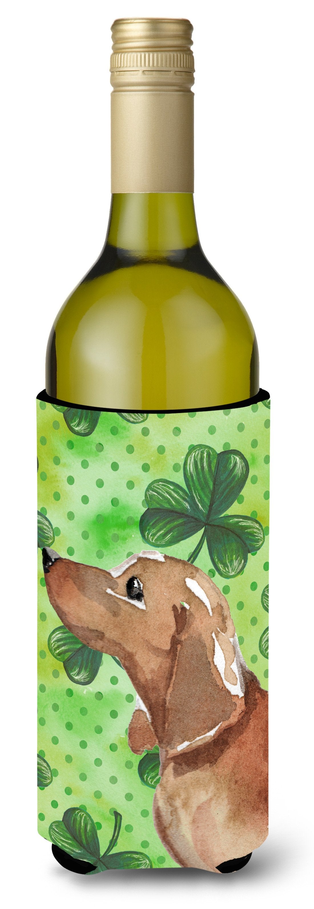 Red Tan Dachshund St. Patrick's Wine Bottle Beverge Insulator Hugger BB9546LITERK by Caroline's Treasures