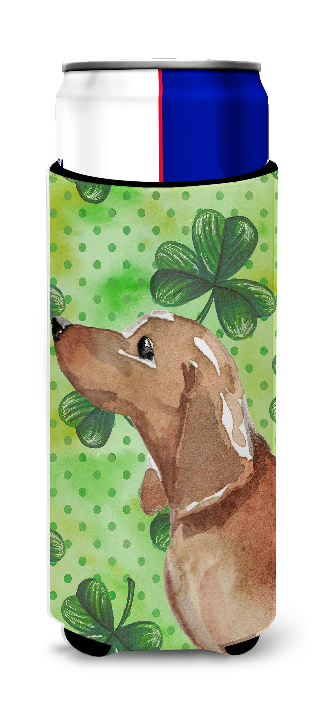 Red Tan Dachshund St. Patrick&#39;s  Ultra Hugger for slim cans BB9546MUK  the-store.com.