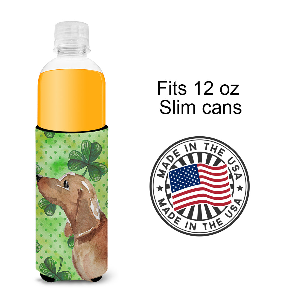 Red Tan Dachshund St. Patrick's  Ultra Hugger for slim cans BB9546MUK  the-store.com.