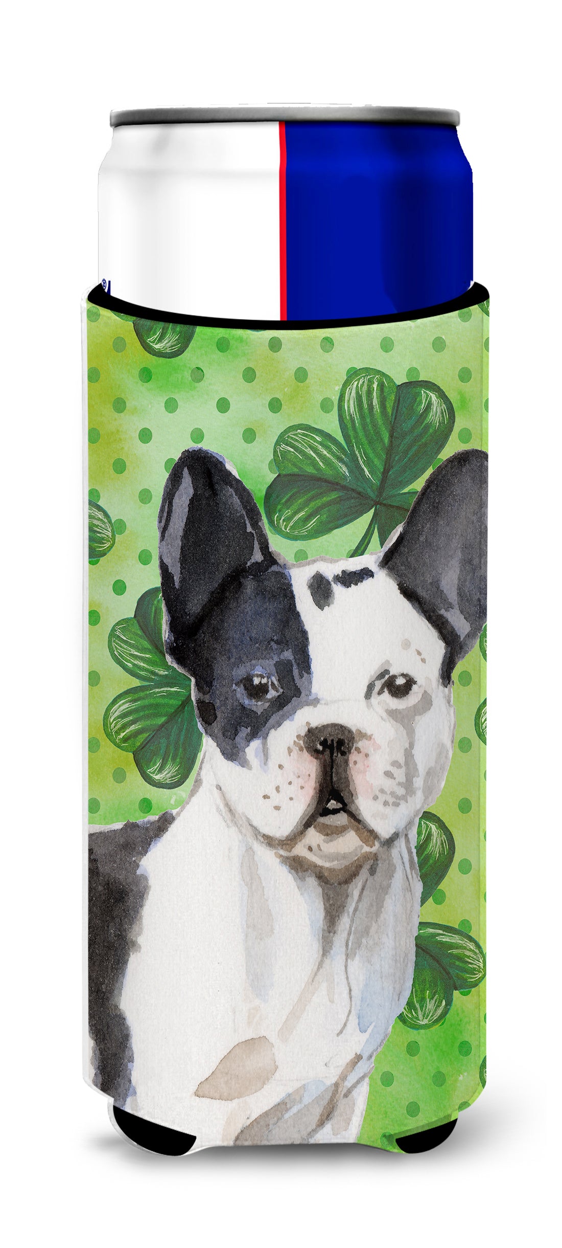 Black White French Bulldog St. Patrick's  Ultra Hugger for slim cans BB9547MUK  the-store.com.