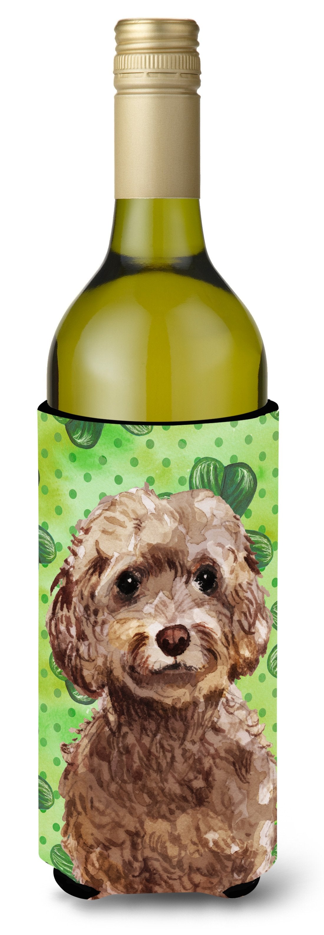 Brown Cockapoo St. Patrick&#39;s Wine Bottle Beverge Insulator Hugger BB9549LITERK by Caroline&#39;s Treasures