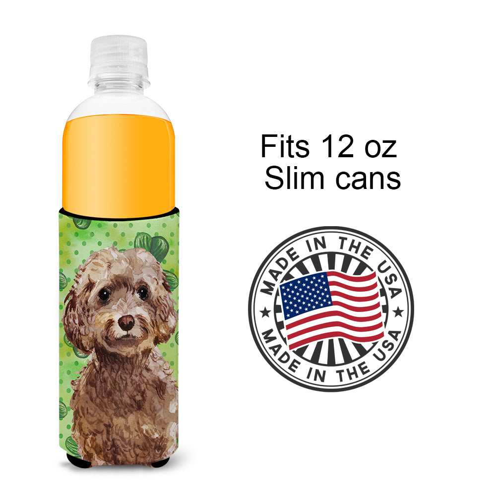 Brown Cockapoo St. Patrick's  Ultra Hugger for slim cans BB9549MUK  the-store.com.