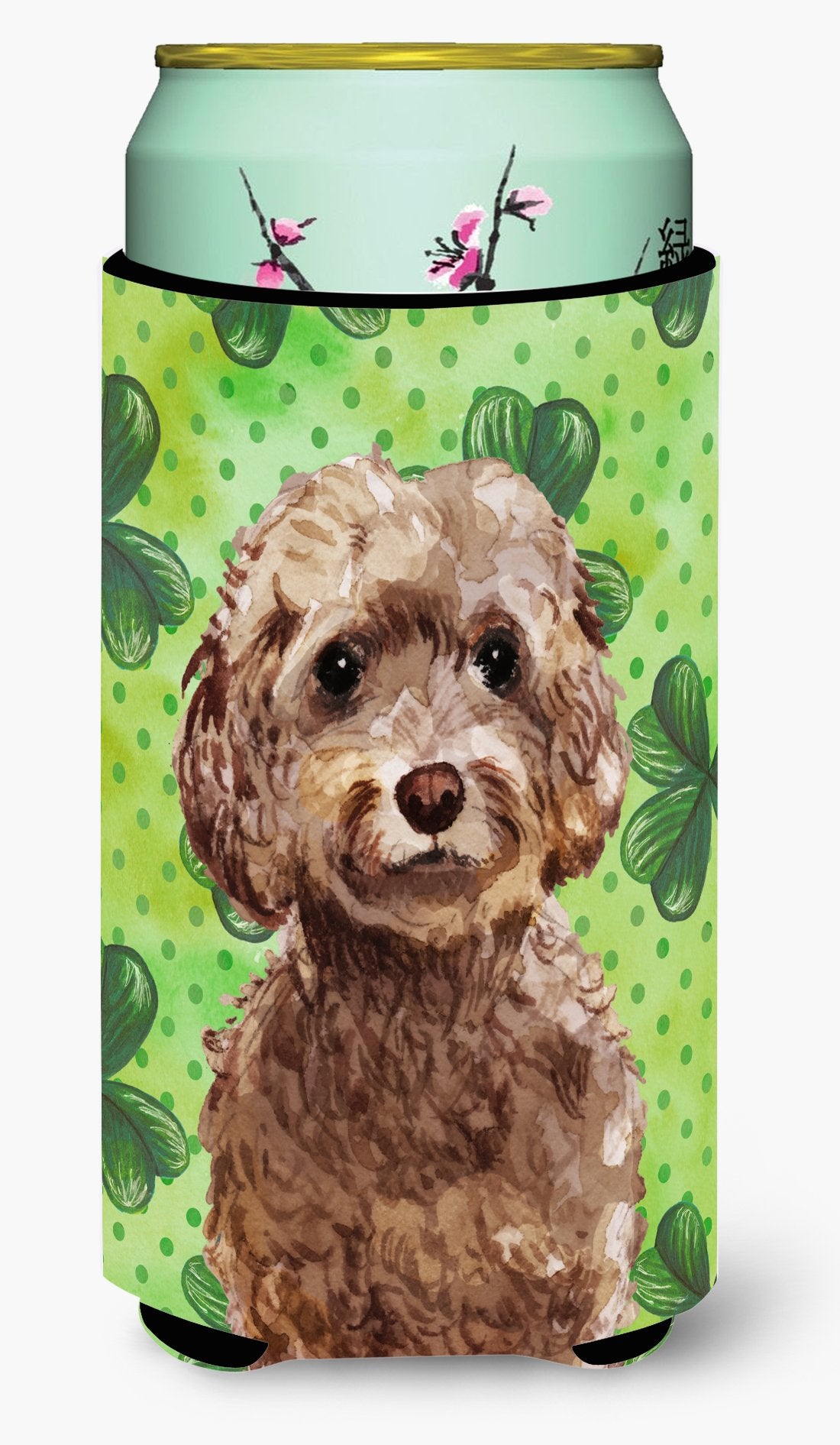 Brown Cockapoo St. Patrick&#39;s Tall Boy Beverage Insulator Hugger BB9549TBC by Caroline&#39;s Treasures