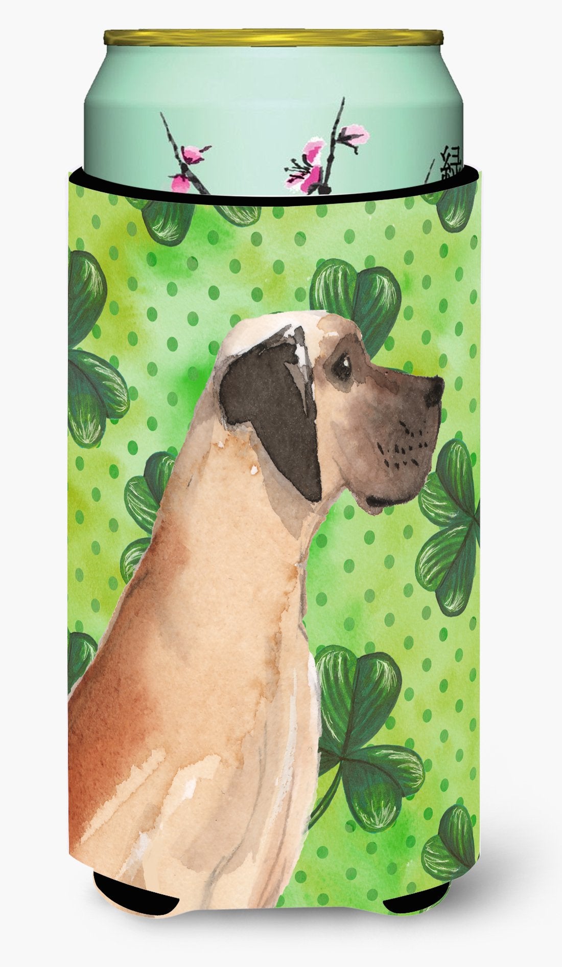 Fawn Natural Great Dane St. Patrick's Tall Boy Beverage Insulator Hugger by Caroline's Treasures