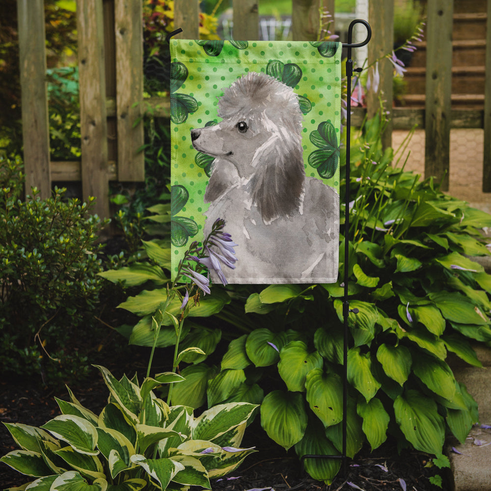 Grey Standard Poodle St. Patrick's Flag Garden Size BB9560GF  the-store.com.