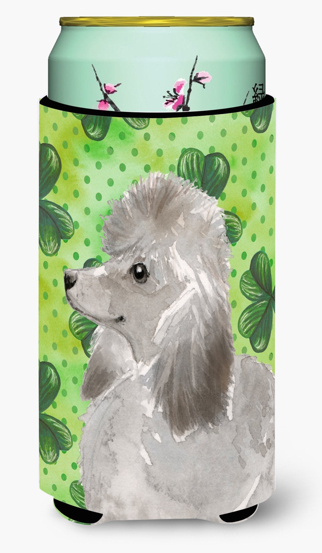 Grey Standard Poodle St. Patrick&#39;s Tall Boy Beverage Insulator Hugger by Caroline&#39;s Treasures