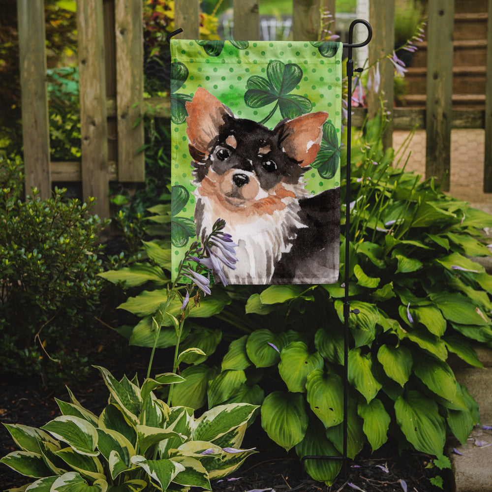 Long Haired Chihuahua St. Patrick's Flag Garden Size BB9564GF  the-store.com.