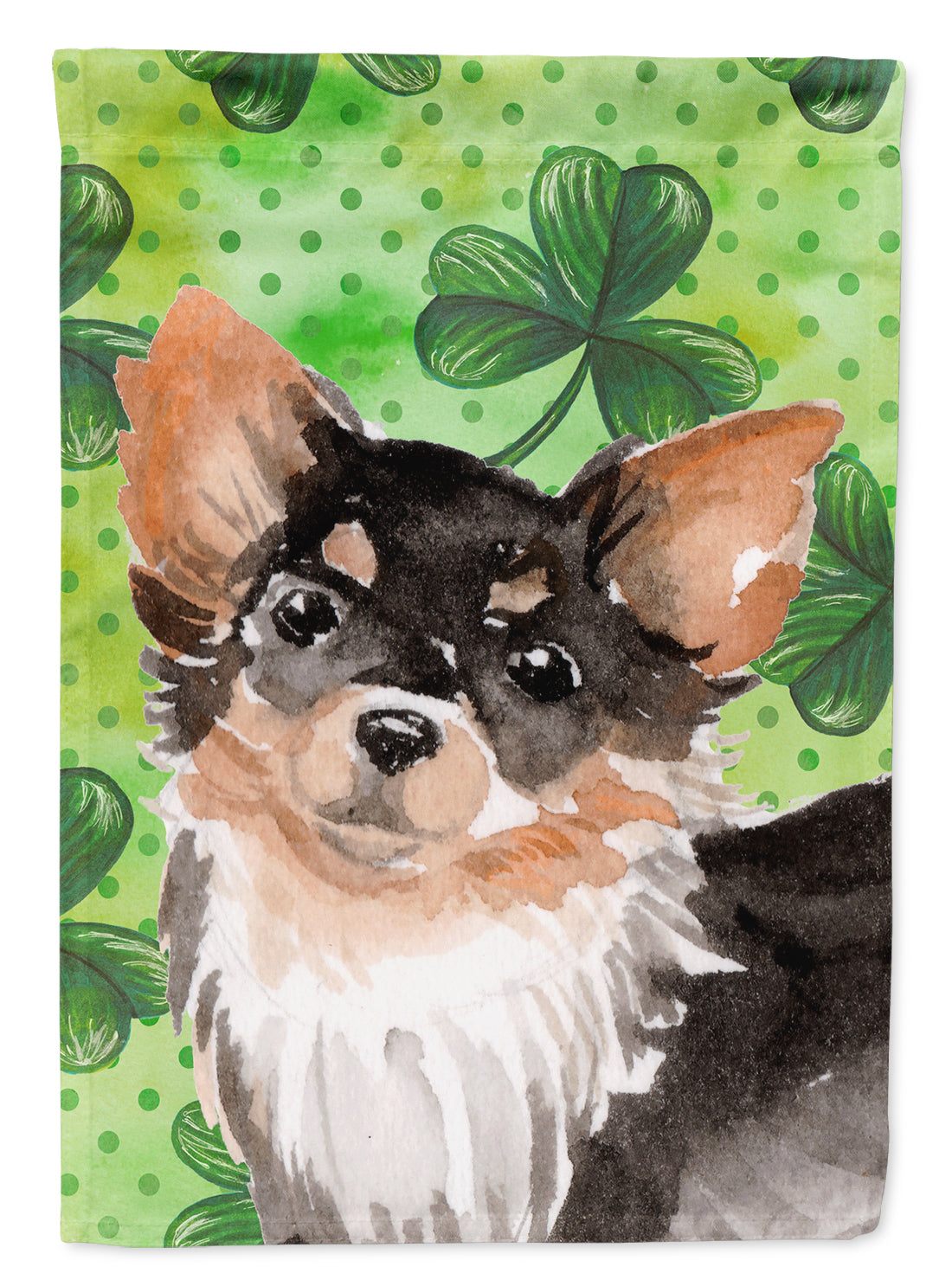 Long Haired Chihuahua St. Patrick's Flag Garden Size BB9564GF  the-store.com.