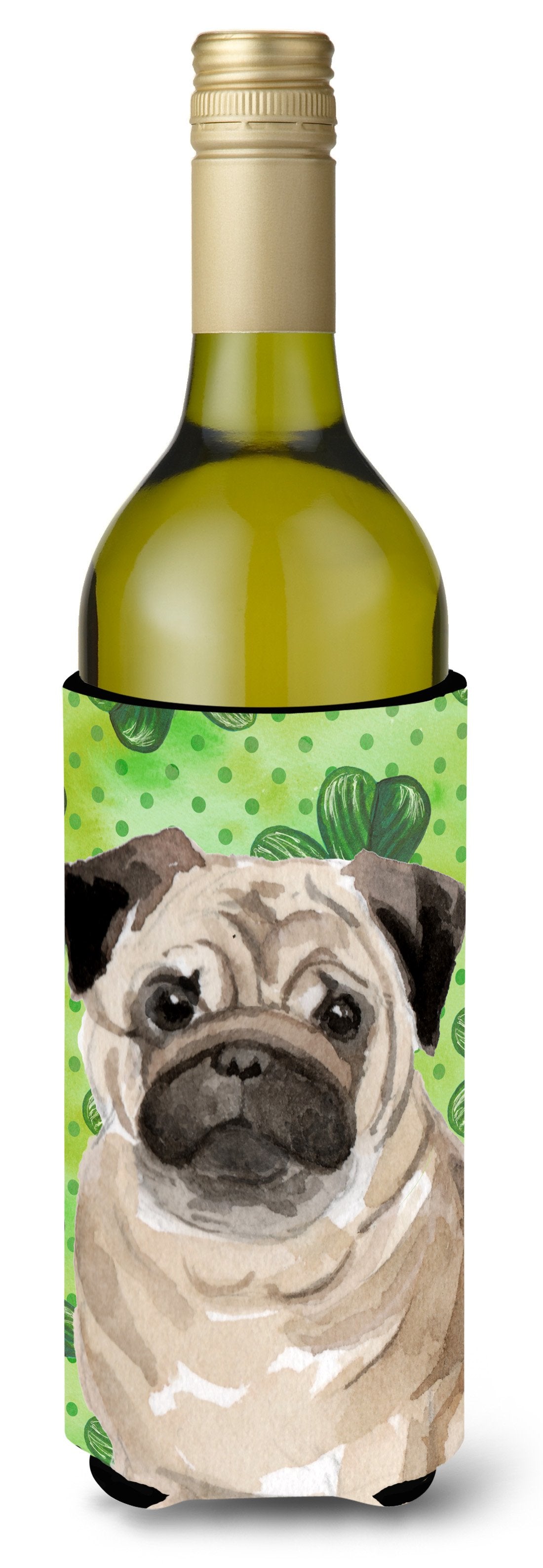 Fawn Pug St. Patrick's Wine Bottle Beverge Insulator Hugger BB9566LITERK by Caroline's Treasures