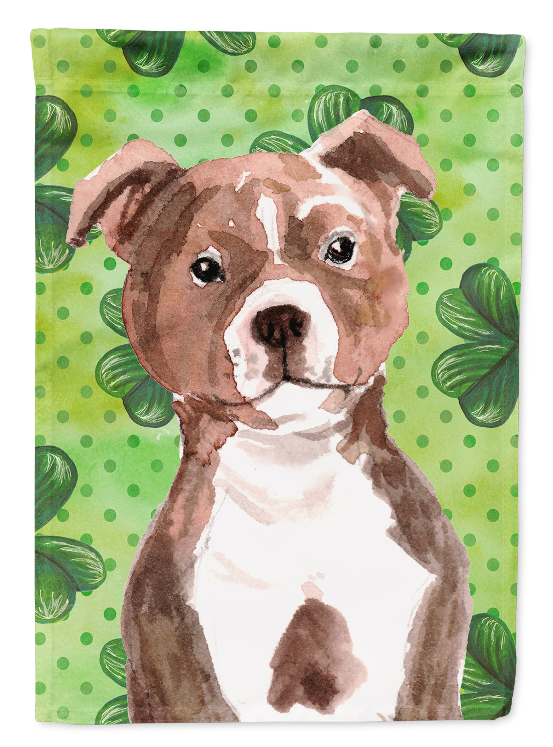 Red Staffie Bull Terrier St. Patrick&#39;s Flag Garden Size BB9567GF  the-store.com.