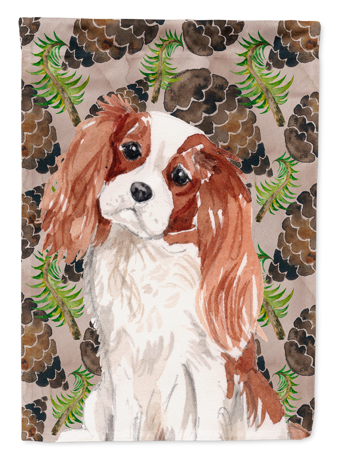 Blenheim Cavalier Spaniel Pine Cones Flag Canvas House Size BB9568CHF  the-store.com.