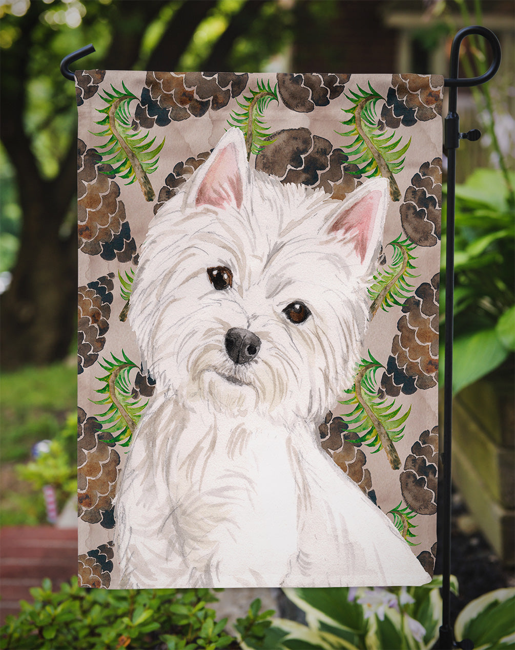 Westie Pine Cones Flag Garden Size BB9569GF  the-store.com.