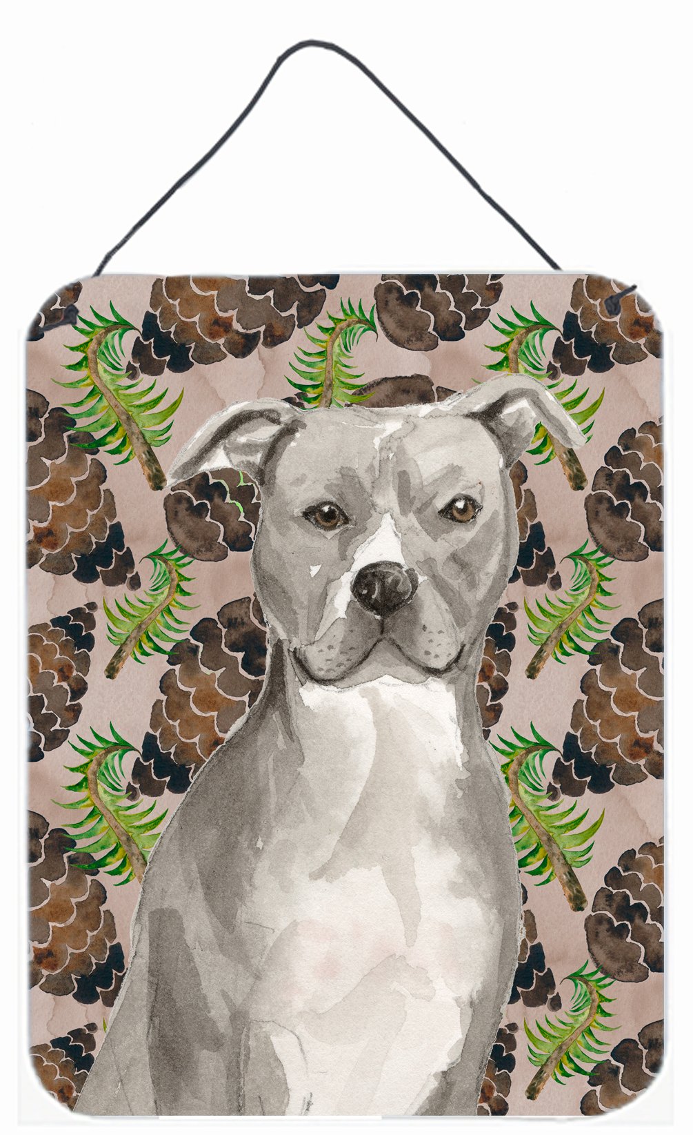 Staffordshire Bull Terrier Pine Cones Wall or Door Hanging Prints BB9570DS1216 by Caroline's Treasures