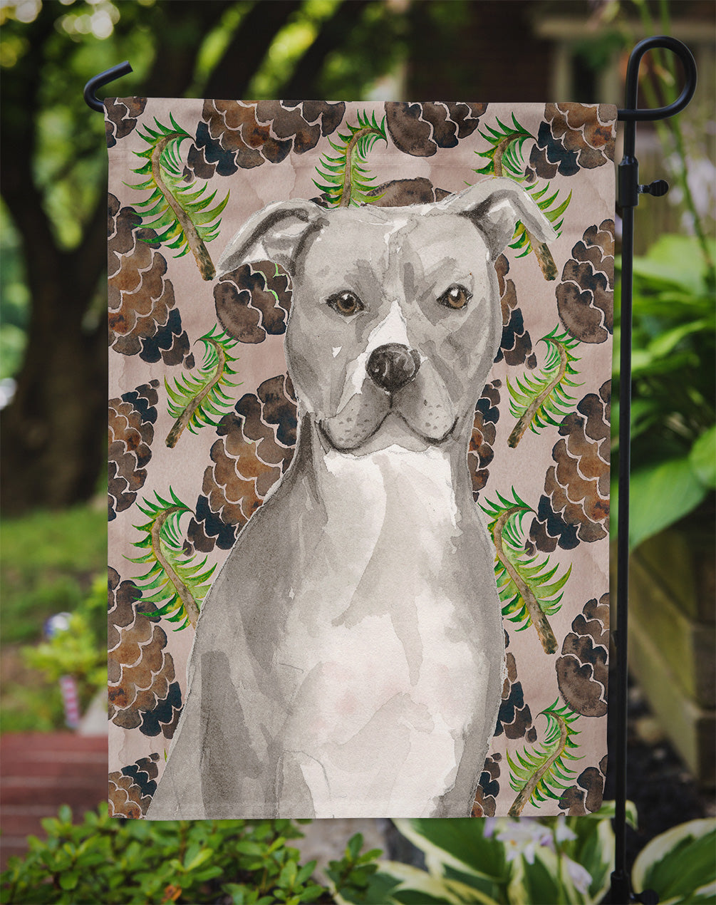 Staffordshire Bull Terrier Pine Cones Flag Garden Size BB9570GF  the-store.com.