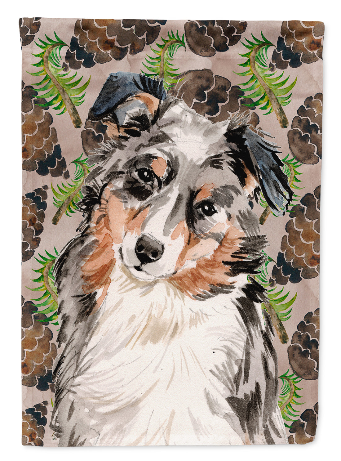 Australian Shepherd Pine Cones Flag Canvas House Size BB9572CHF  the-store.com.