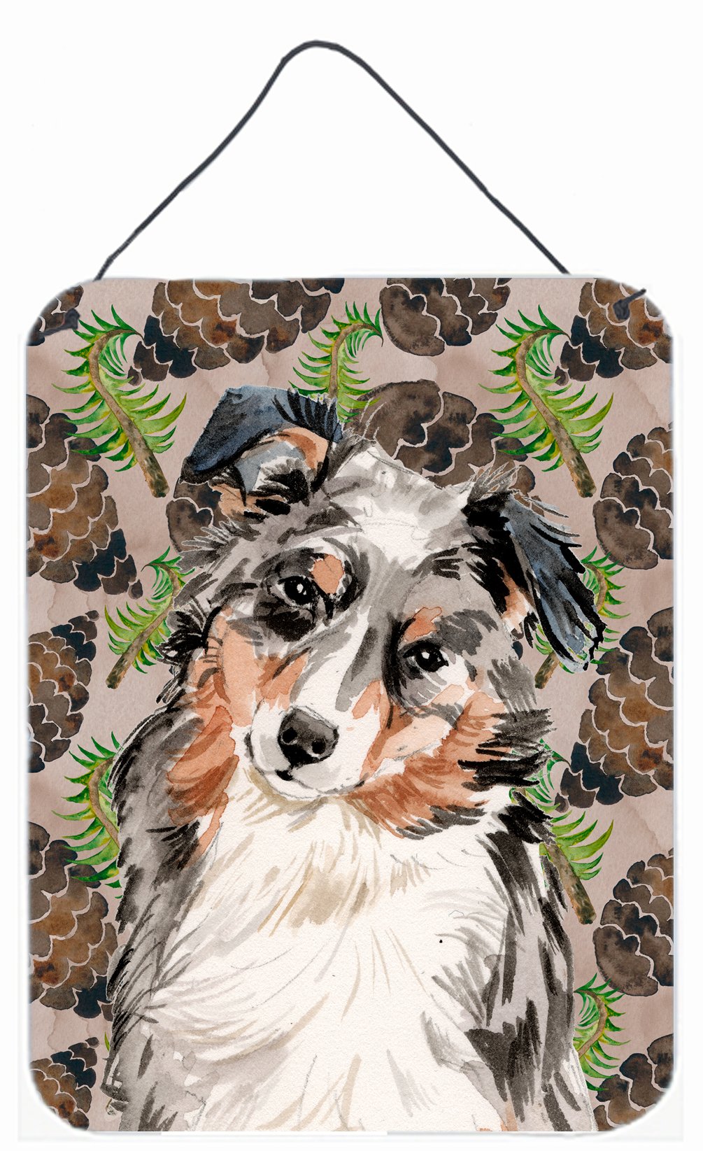 Australian Shepherd Pine Cones Wall or Door Hanging Prints BB9572DS1216 by Caroline's Treasures