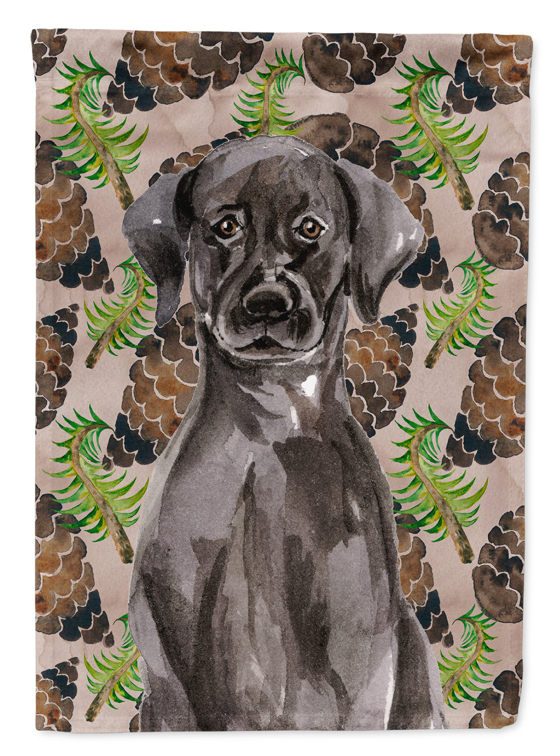 Black Labrador Pine Cones Flag Canvas House Size BB9573CHF  the-store.com.