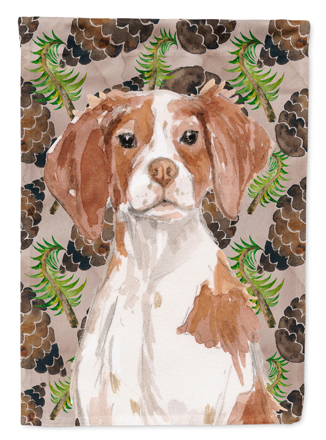 Brittany Spaniel Pine Cones Flag Garden Size BB9574GF  the-store.com.