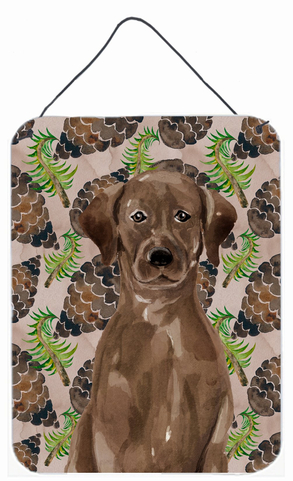 Chocolate Labrador Pine Cones Wall or Door Hanging Prints BB9575DS1216 by Caroline's Treasures