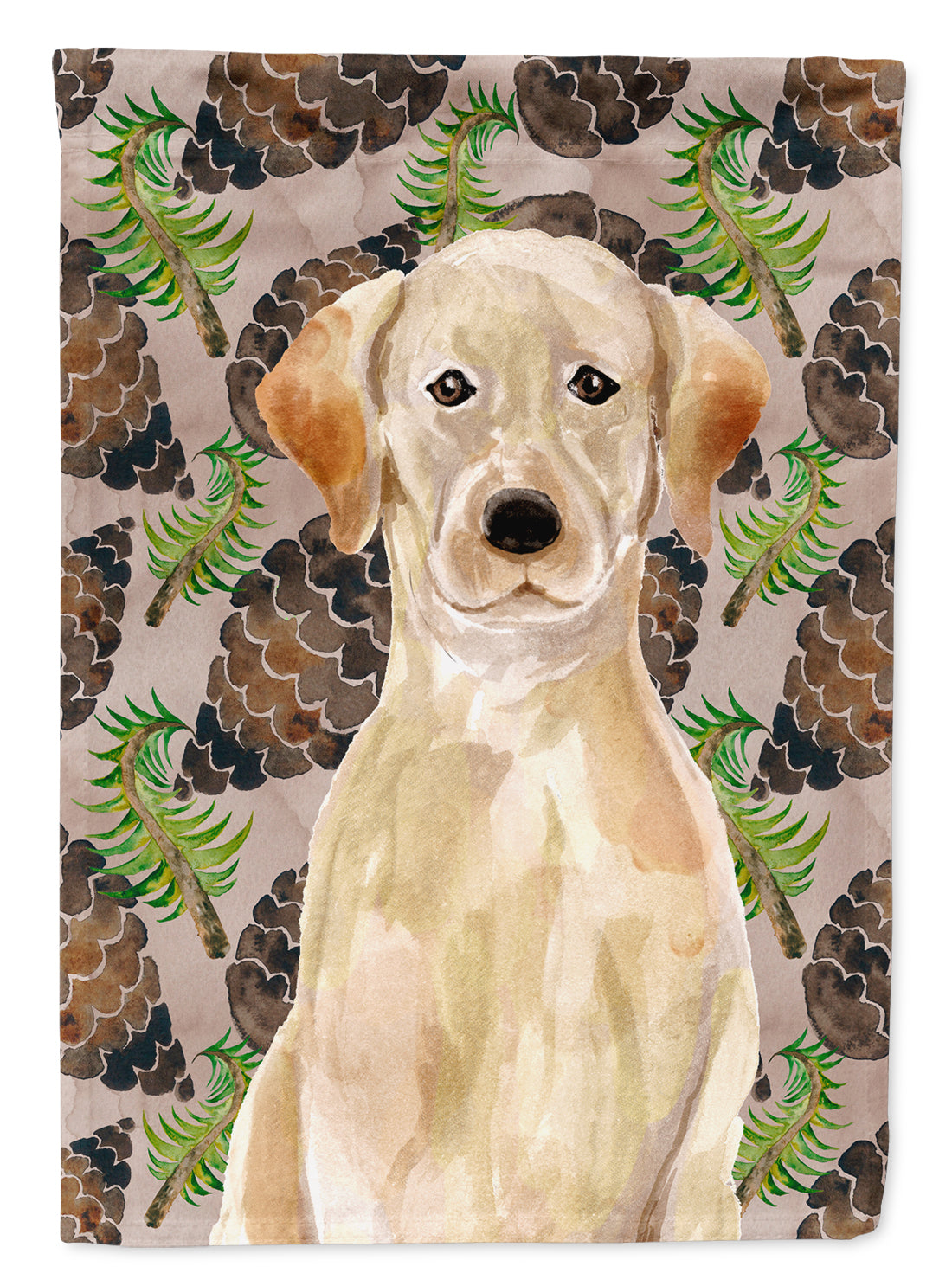 Yellow Labrador Pine Cones Flag Canvas House Size BB9576CHF  the-store.com.