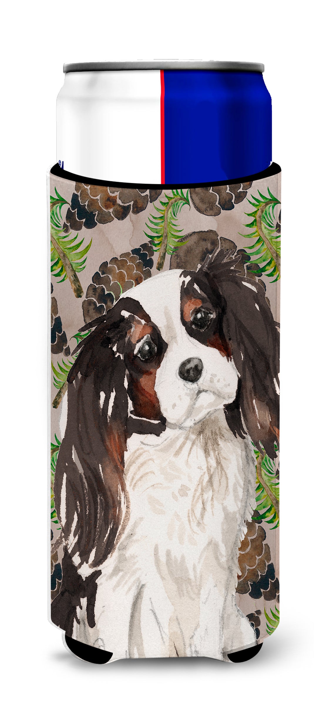 Tricolor Cavalier Spaniel Pine Cones  Ultra Hugger for slim cans BB9577MUK  the-store.com.