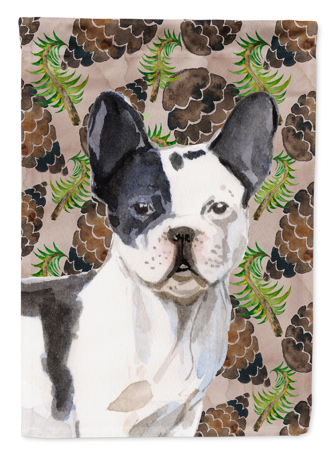 Black White French Bulldog Pine Cones Flag Garden Size BB9582GF  the-store.com.