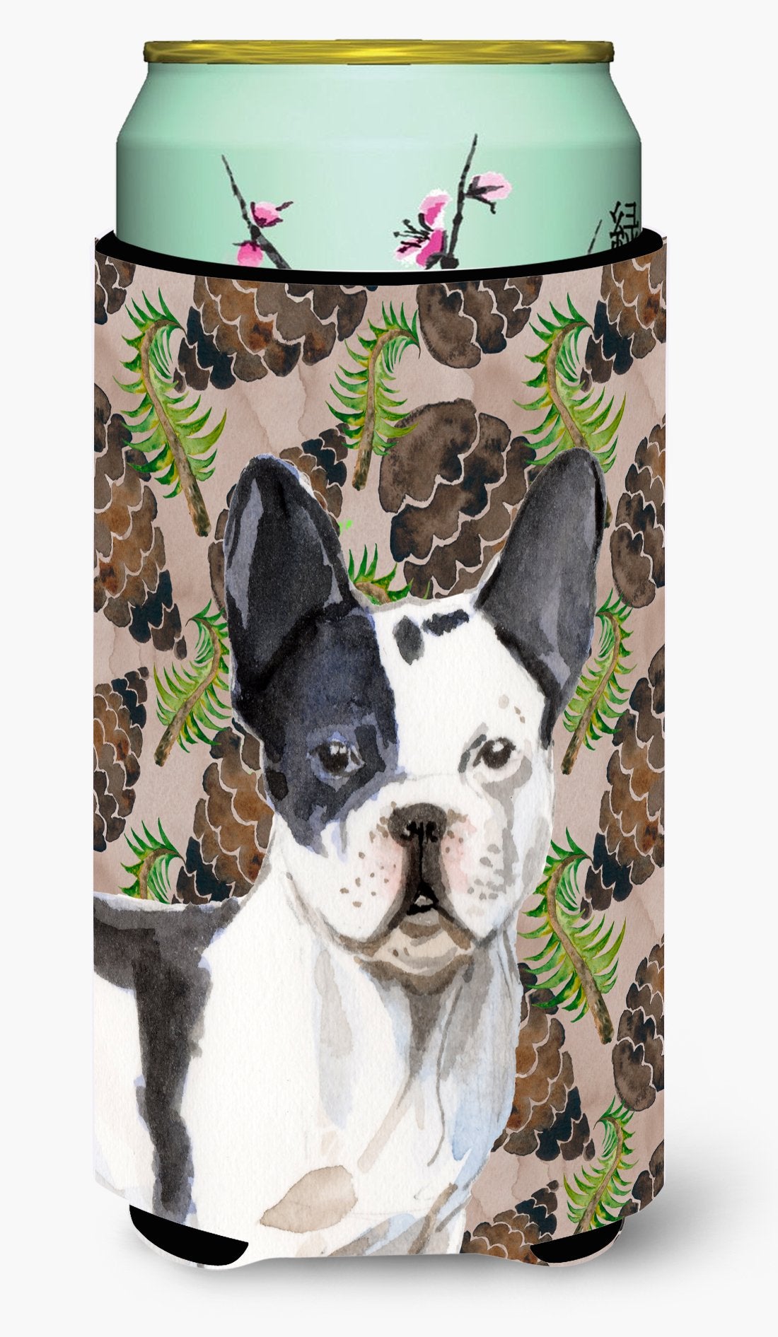 Black White French Bulldog Pine Cones Tall Boy Beverage Insulator Hugger BB9582TBC by Caroline's Treasures