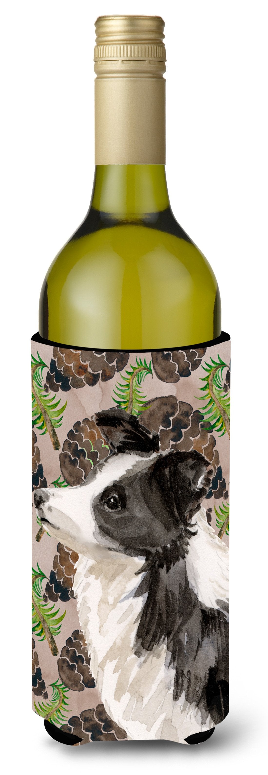 Border Collie Pine Cones Wine Bottle Beverge Insulator Hugger BB9583LITERK by Caroline's Treasures