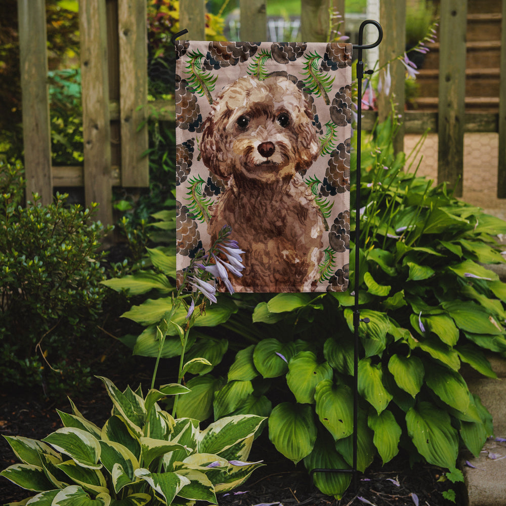 Brown Cockapoo Pine Cones Flag Garden Size BB9584GF  the-store.com.