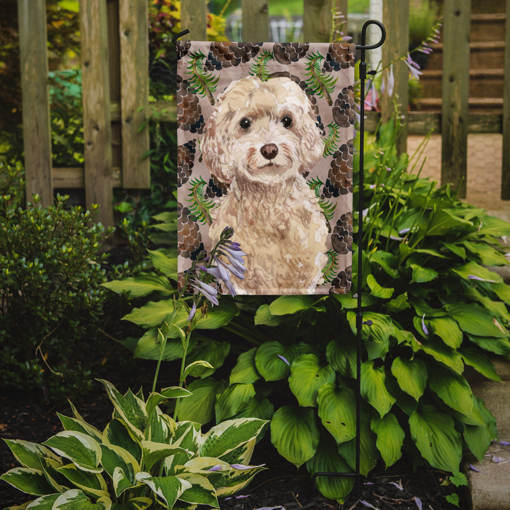 Champagne Cockapoo Pine Cones Flag Garden Size BB9585GF  the-store.com.