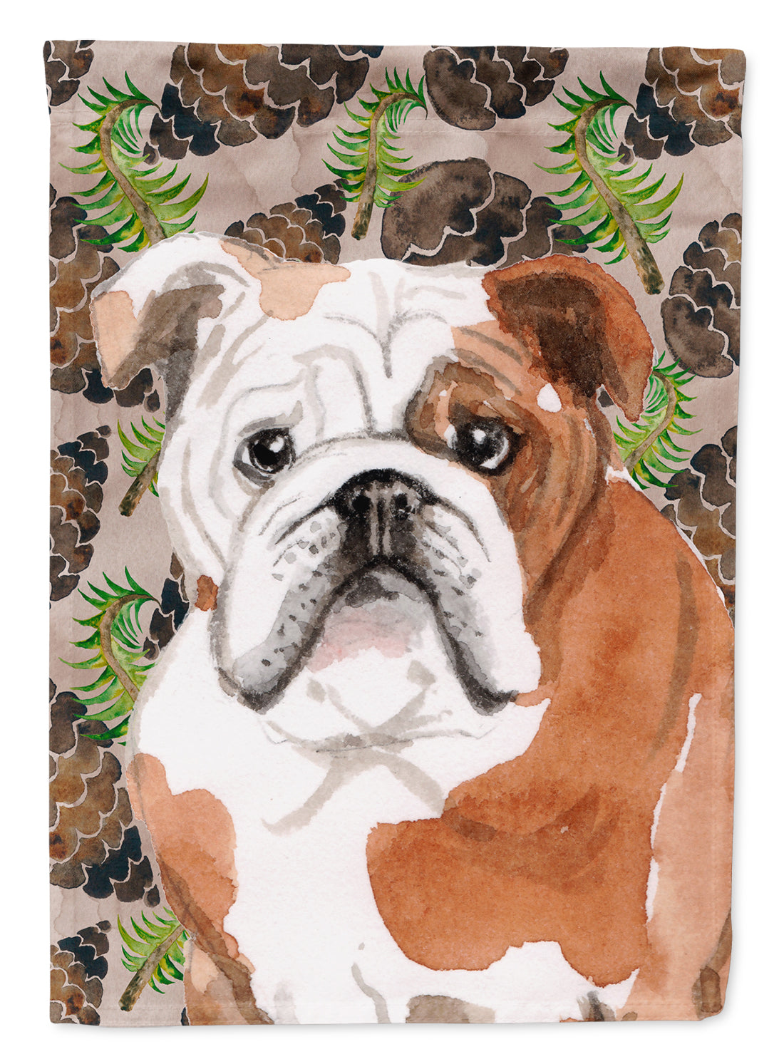 English Bulldog Pine Cones Flag Canvas House Size BB9591CHF  the-store.com.