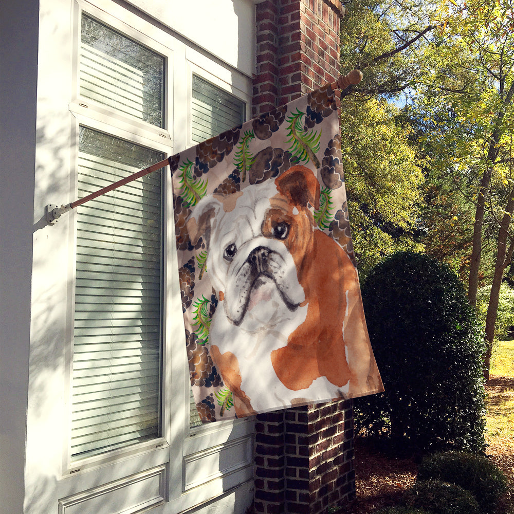 English Bulldog Pine Cones Flag Canvas House Size BB9591CHF  the-store.com.